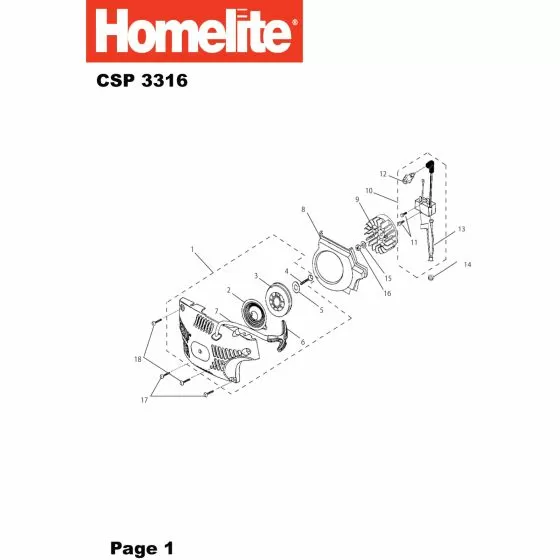 Homelite CSP3316 FITTING 5131001039 Spare Part Type: 5134000042